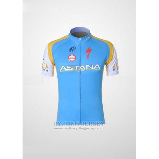 2012 Cycling Jersey Astana Light Blue Short Sleeve and Bib Short